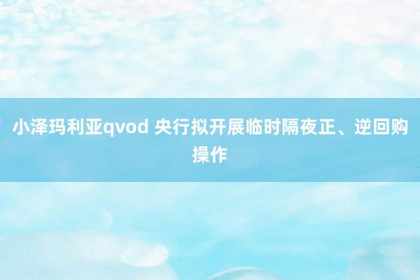 小泽玛利亚qvod 央行拟开展临时隔夜正、逆回购操作