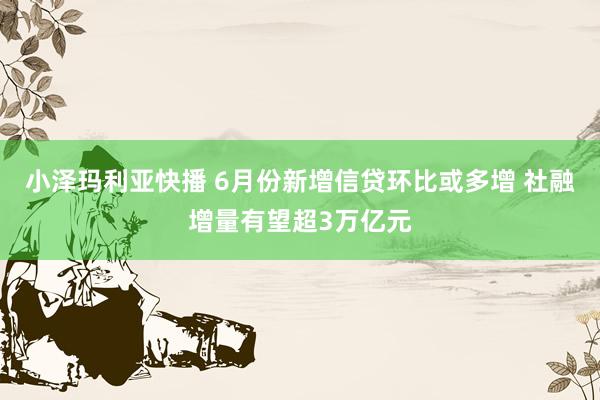 小泽玛利亚快播 6月份新增信贷环比或多增 社融增量有望超3万亿元