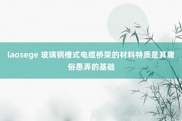 laosege 玻璃钢槽式电缆桥架的材料特质是其庸俗愚弄的基础