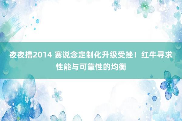 夜夜撸2014 赛说念定制化升级受挫！红牛寻求性能与可靠性的均衡