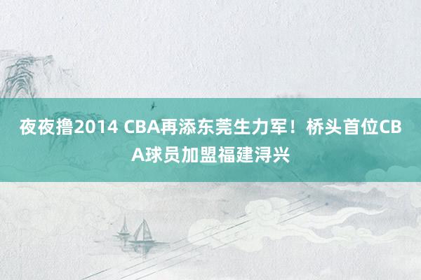 夜夜撸2014 CBA再添东莞生力军！桥头首位CBA球员加盟福建浔兴