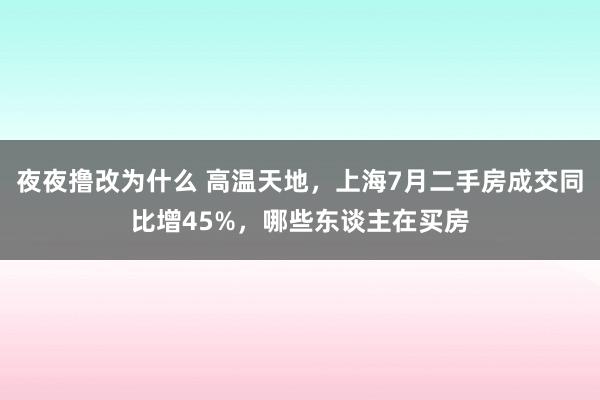 夜夜撸改为什么 高温天地，上海7月二手房成交同比增45%，哪些东谈主在买房