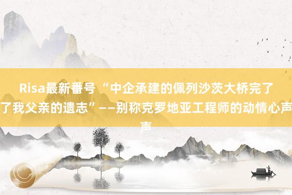 Risa最新番号 “中企承建的佩列沙茨大桥完了了我父亲的遗志”——别称克罗地亚工程师的动情心声