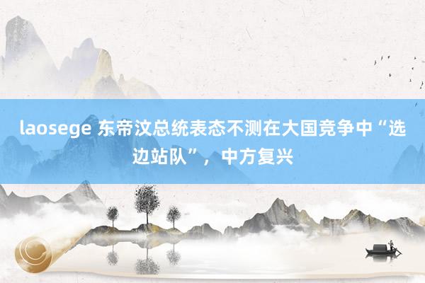 laosege 东帝汶总统表态不测在大国竞争中“选边站队”，中方复兴