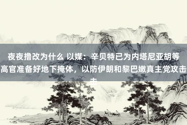 夜夜撸改为什么 以媒：辛贝特已为内塔尼亚胡等高官准备好地下掩体，以防伊朗和黎巴嫩真主党攻击