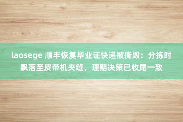 laosege 顺丰恢复毕业证快递被撕毁：分拣时飘落至皮带机夹缝，理赔决策已收尾一致