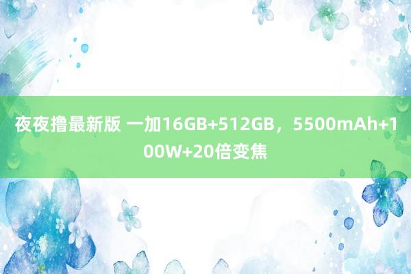 夜夜撸最新版 一加16GB+512GB，5500mAh+100W+20倍变焦