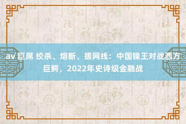 av 巨屌 绞杀、熔断、拔网线：中国镍王对战西方巨鳄，2022年史诗级金融战