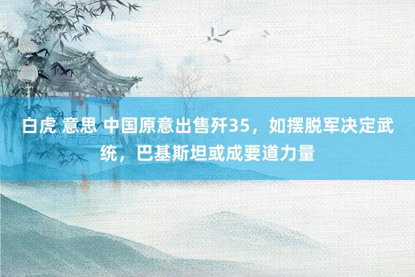 白虎 意思 中国原意出售歼35，如摆脱军决定武统，巴基斯坦或成要道力量