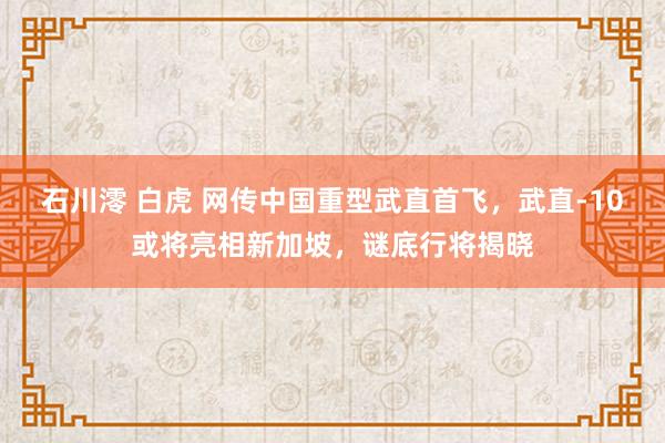 石川澪 白虎 网传中国重型武直首飞，武直-10或将亮相新加坡，谜底行将揭晓