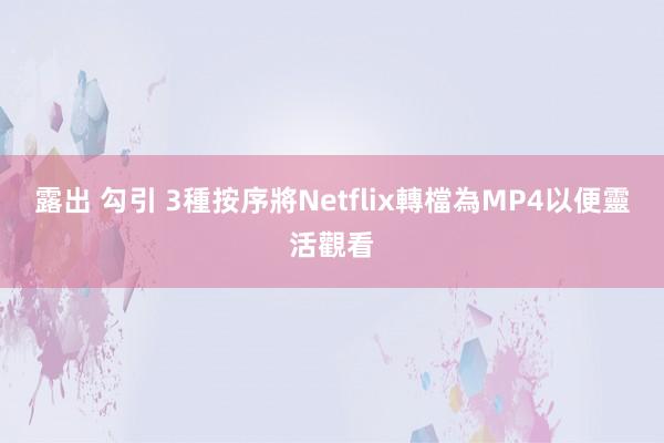 露出 勾引 3種按序將Netflix轉檔為MP4以便靈活觀看