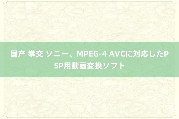 国产 拳交 ソニー、MPEG-4 AVCに対応したPSP用動画変換ソフト